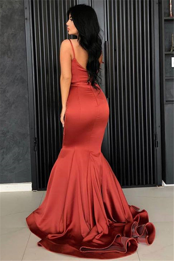 Chic Mermaid Spaghetti Straps Evening Dresses Long Affordable Evening Dresses