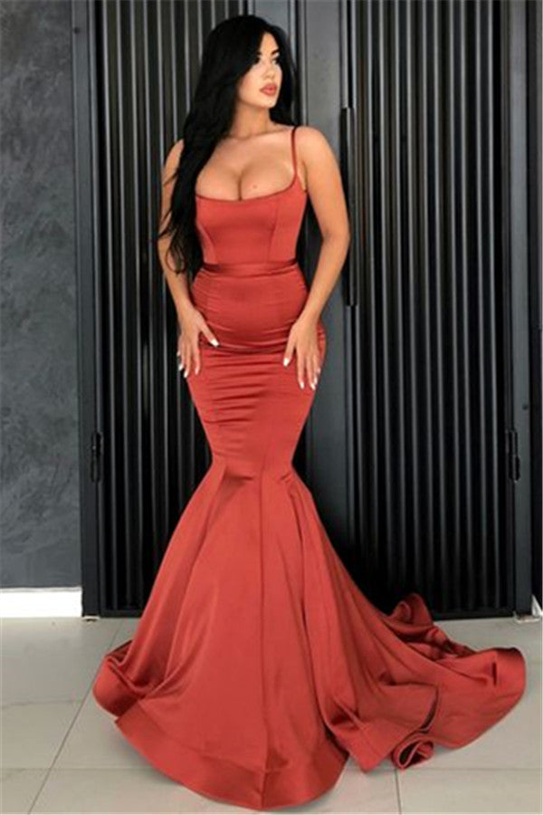 Chic Mermaid Spaghetti Straps Evening Dresses Long Affordable Evening Dresses
