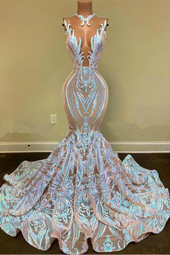 Chic Sequins Mermaid Prom Dresses Sparkle Evening Dresses
