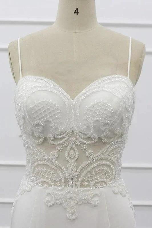 Chic Spaghetti Strap Beading Mermaid Elegant Wedding Dresses (ZD14738)