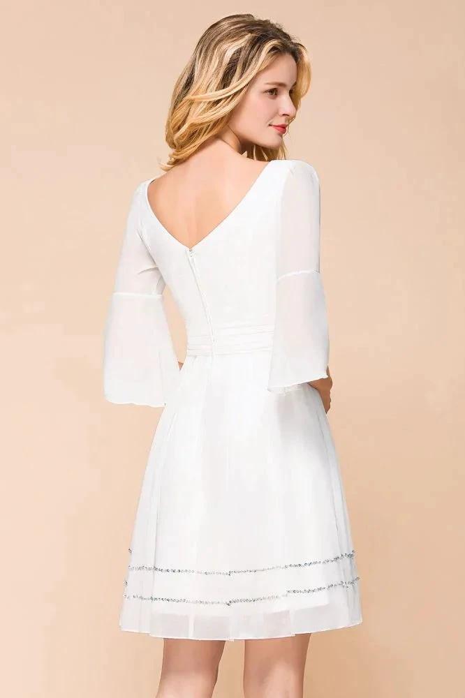 Chiffon Knee Length Simple Daily Casual Dress Beach Bridesmaid Dress (ZD12957)