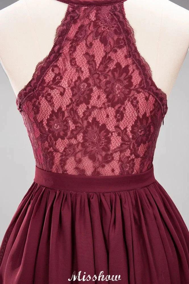 Chiffon Lace A-line Bridesmaid Dresses | V-Neck Sleeveless Floor Length Maid of the Honor Dresses (ZD12916)