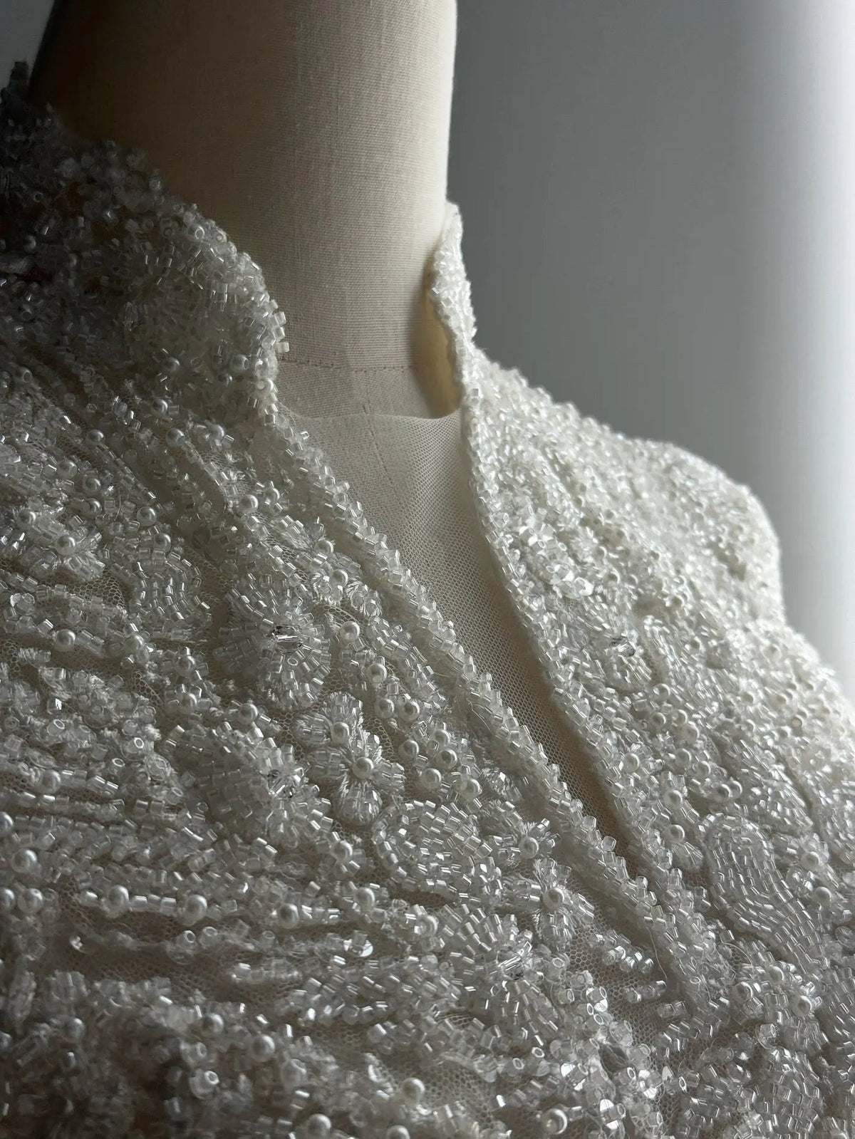 Luxury Sequin Pearl Long Sleeve Ball Gown Wedding Dress ZP186 - View 6 | VelvetHem