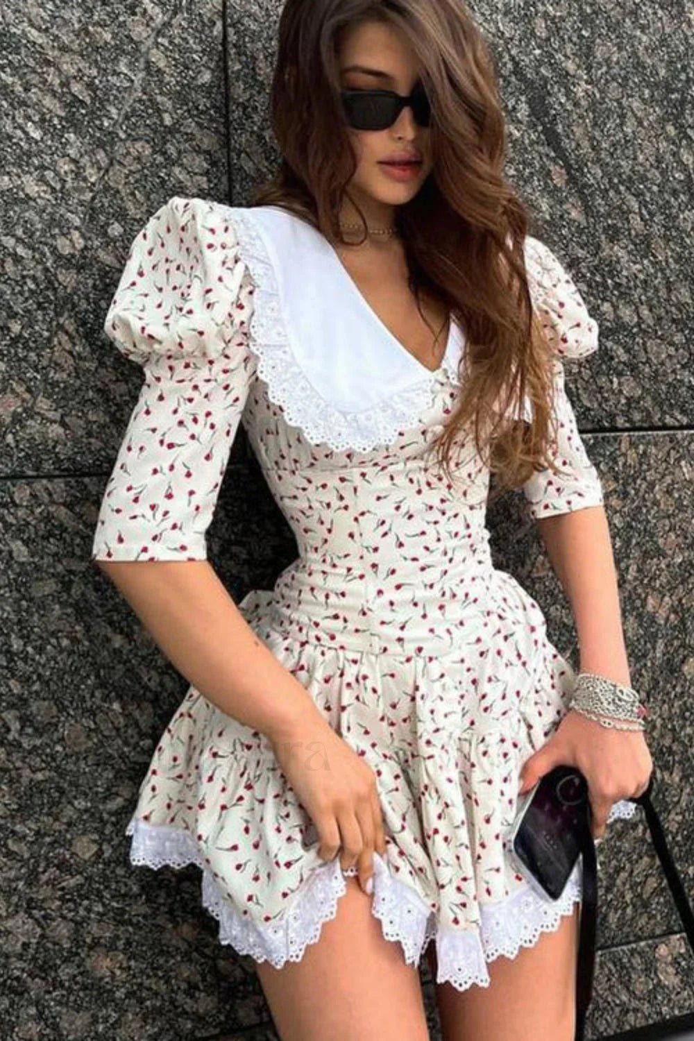 Cinched Babydoll Flora Mini Dress