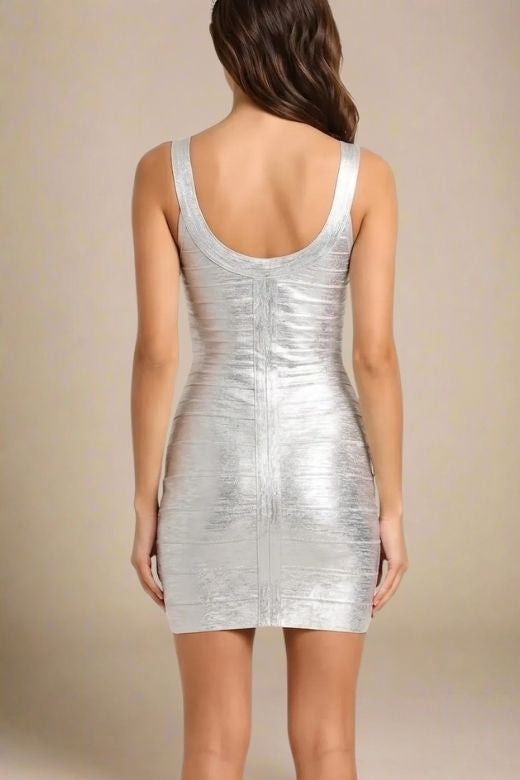 Cindy Bandage Mini Dress - Silver