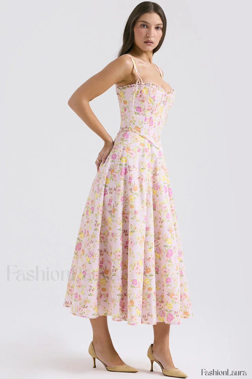 Clarabelle Pink Meadow Charming Print Cotton Sundress
