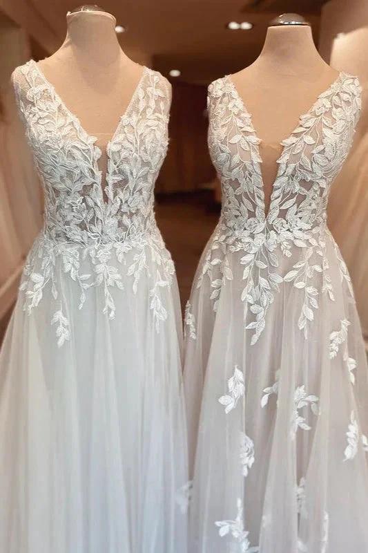Classy Long A-Line Sweetheart Appliques Lace Open Back Wedding Dress (ZD15211)
