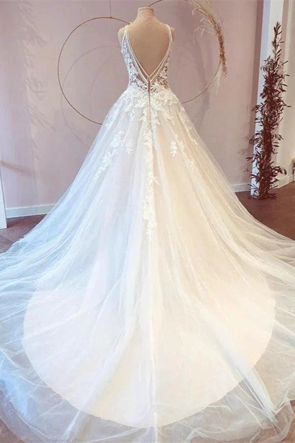 Classy Long Princess Sweetheart Tulle Appliques Lace Wedding Dresses (ZD14443)