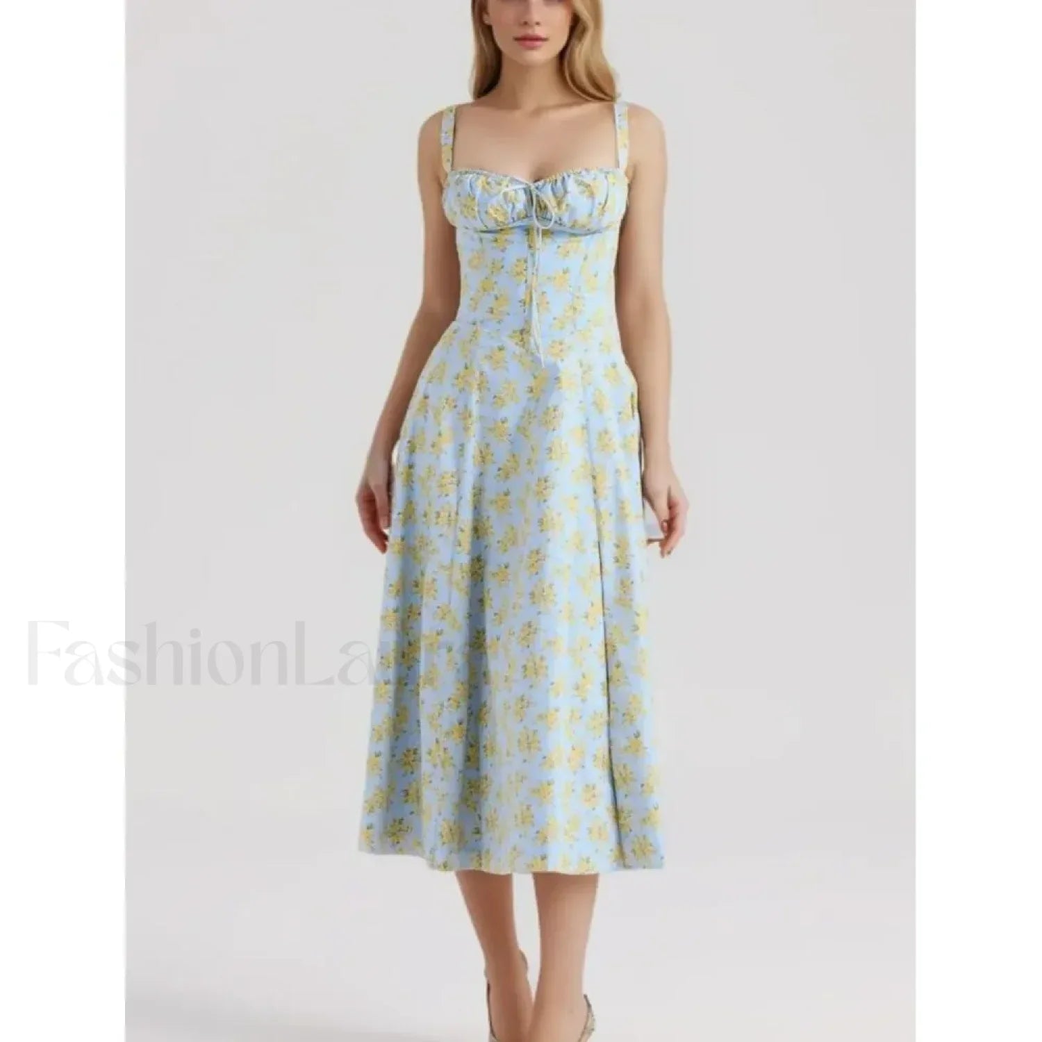 Corset Lacing Bandage Floral Dress