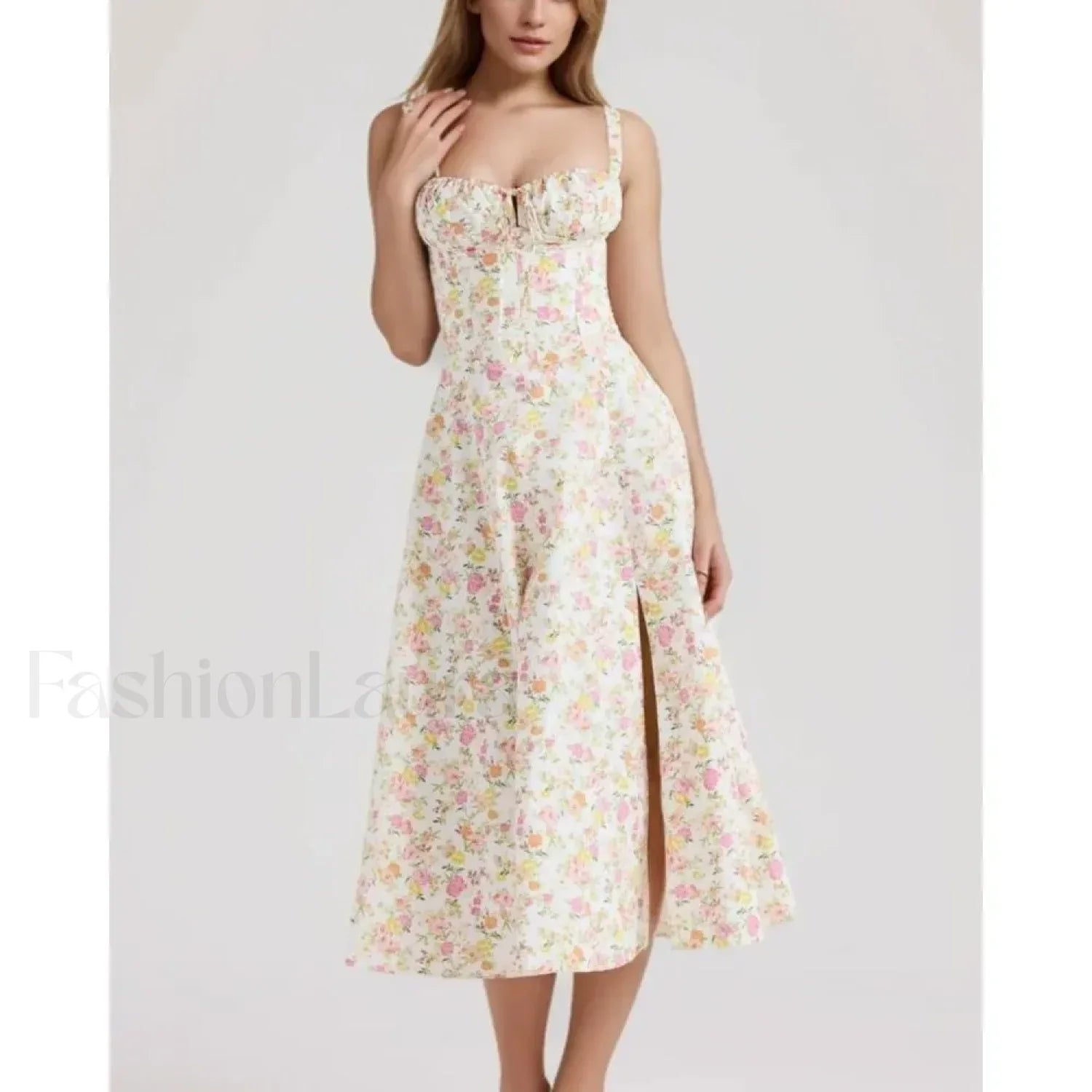 Corset Lacing Bandage Floral Dress