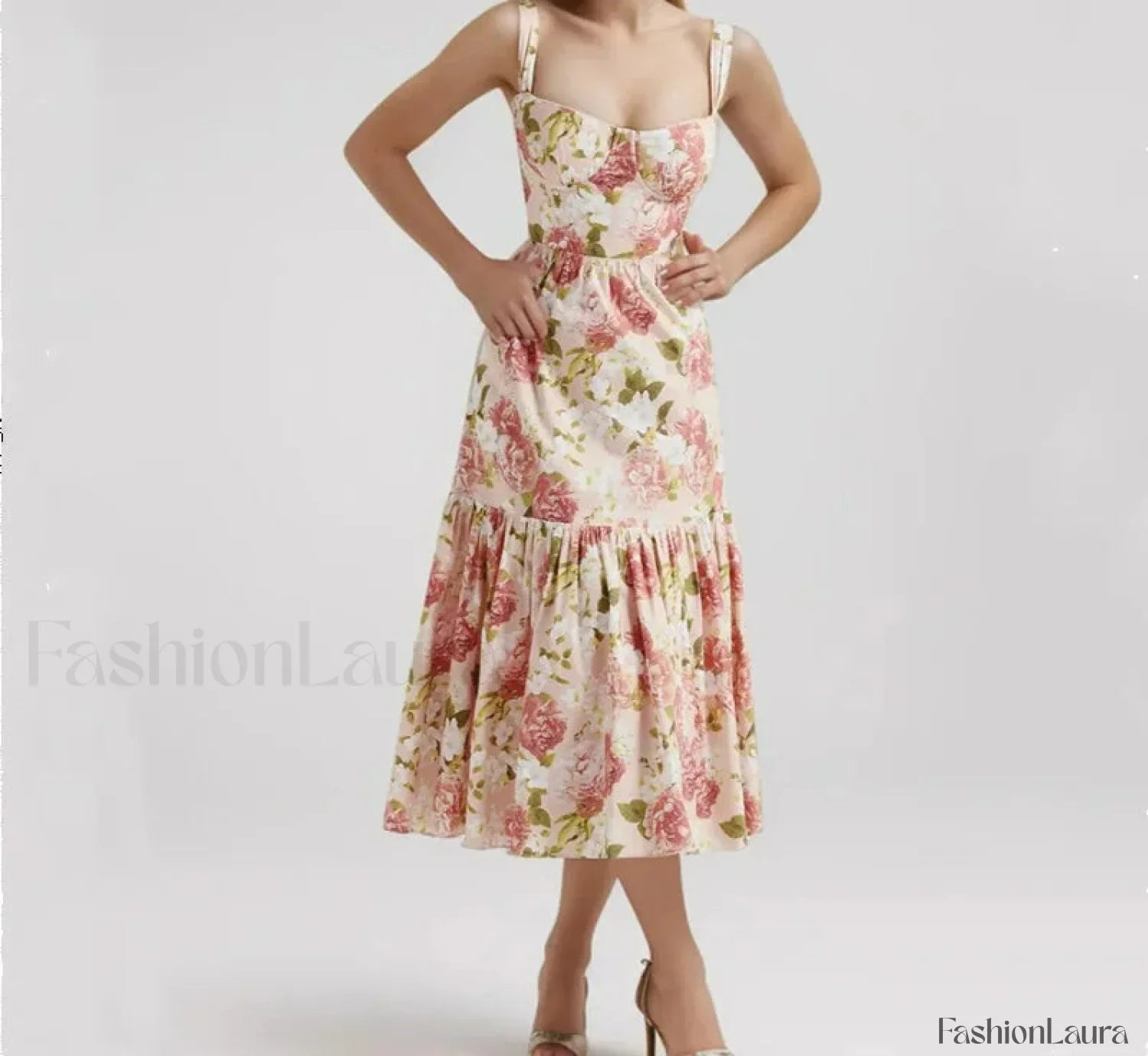 Corset Ruffled Silk Dress with Modern Everyday Styling Boutique Fashion Style