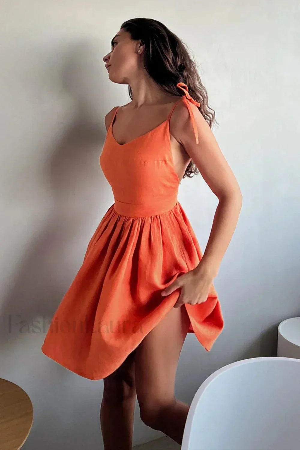 Cotton Halter High Minimalist Dress for Boutique Fashion Look