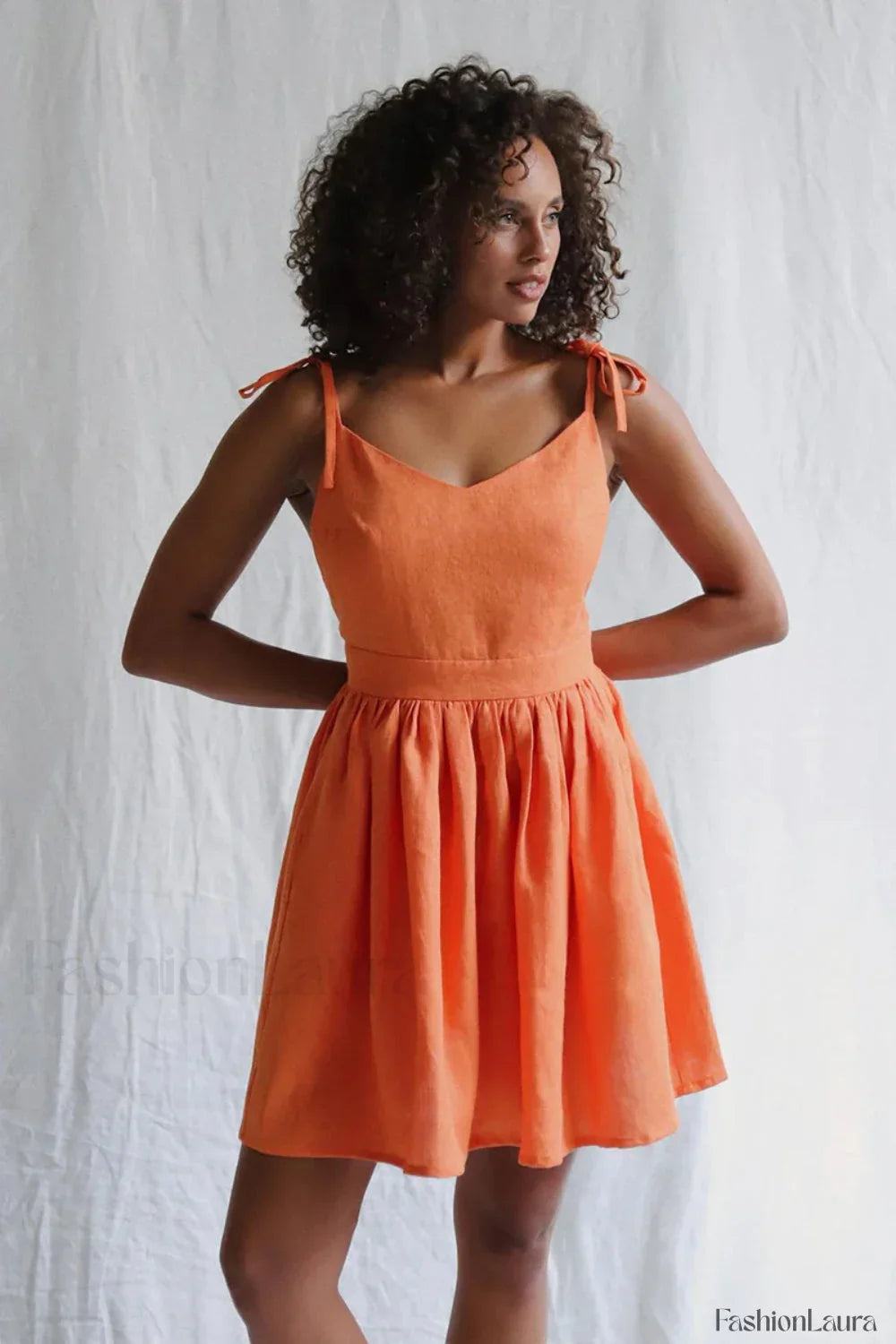 Cotton Halter High Minimalist Dress for Boutique Fashion Look