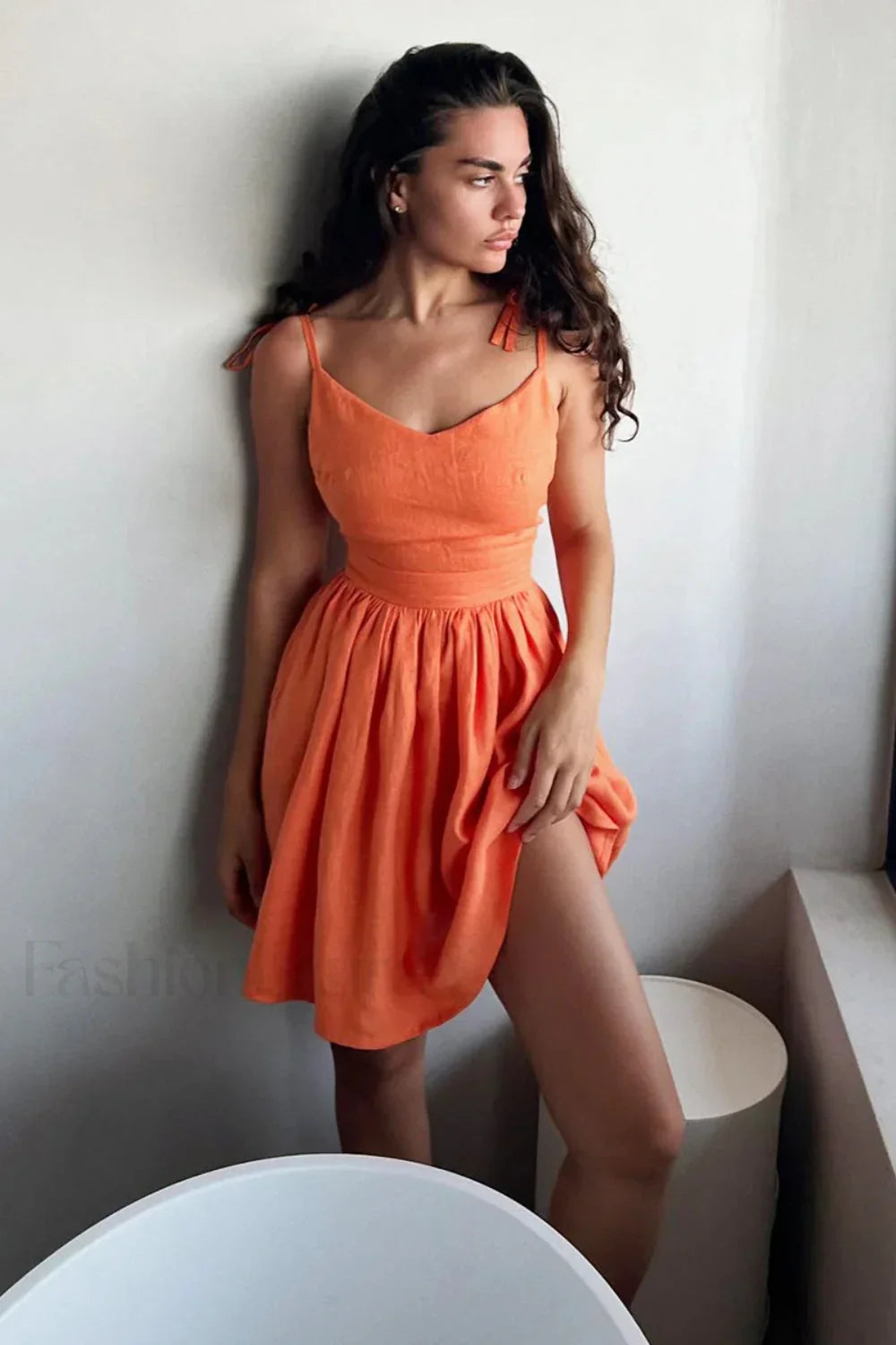 Cotton Halter High Minimalist Dress for Boutique Fashion Look