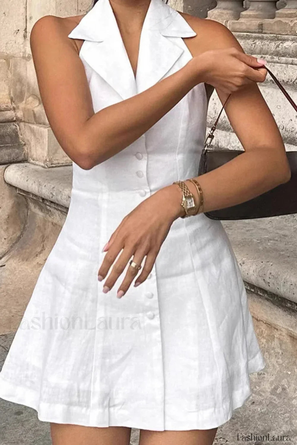 Cotton Linen Backless Dress with Relaxed Fit and Seasonal Wardrobe Essential