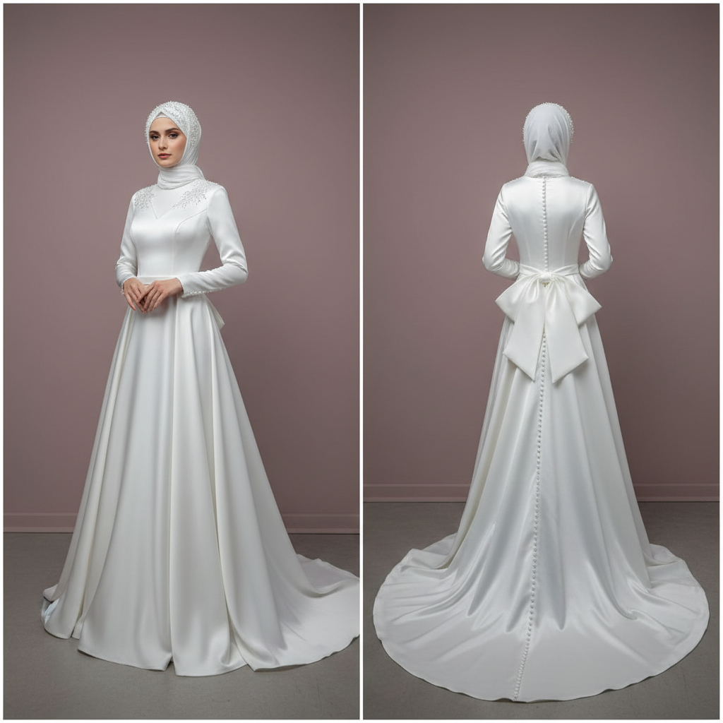 Handcrafted Muslim Bridal Dress for Women Arabic Wedding Style