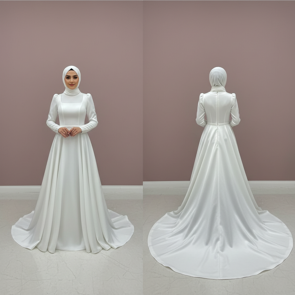 Luxury Modest Muslim Bridal Dress for Women Arabic Dubai Collection