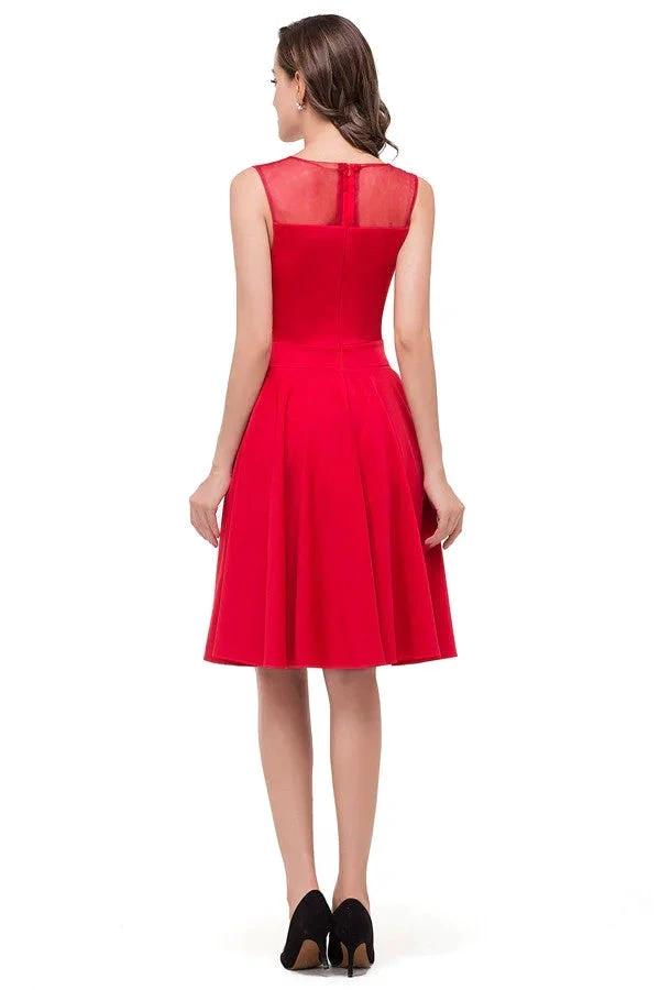 Crew Knee-length A-line Red Bridesmaid Dresses (ZD13081)