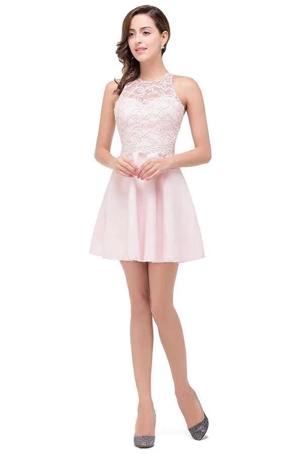 Cute Mini A-line Crew Appliques Bridesmaid Dresses (ZD13080)