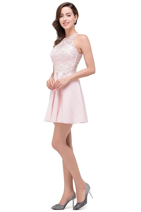 Cute Mini A-line Crew Appliques Bridesmaid Dresses (ZD13080)