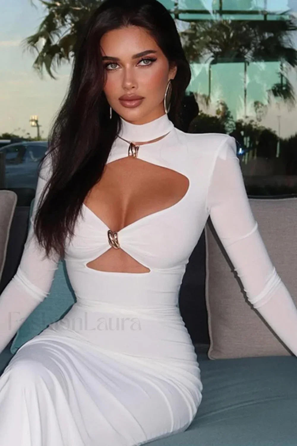 Modern Cutout Solid Bodycon Dress for Modern Fashion Wear