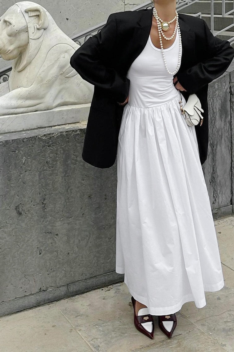 Knit U-Neck Maxi Dress - Fashionpara