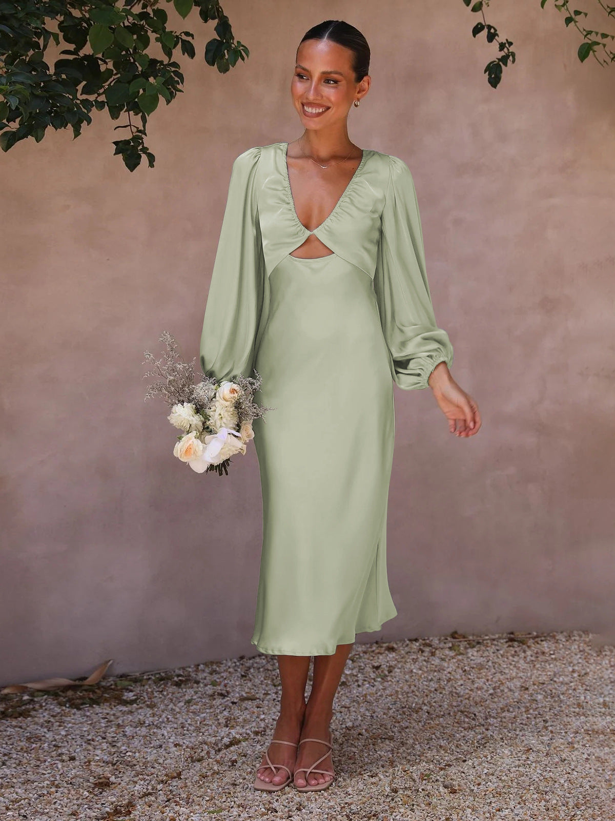Dress High-Grade Satin Lace-up Backless Bridesmaid Dress Elegant Women's Dress Evening Dress Dress - View 8 | VelvetHem