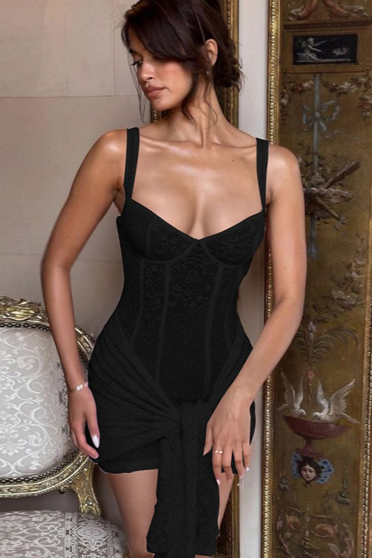 V Neck Lace Bodycon Cami Lace Dress - View 9 | VelvetHem