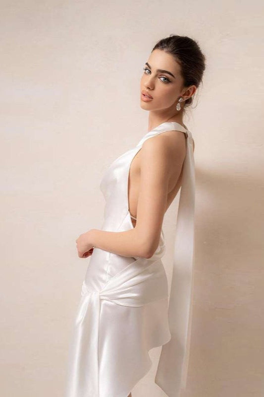 Elegant Draped Neckline Party Dress - View 6 | VelvetHem