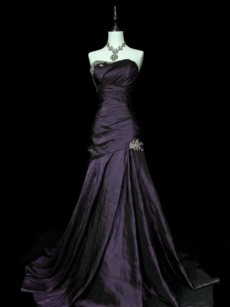Purple Mermaid Sweetheart Long Evening Dress Strapless Prom Dress