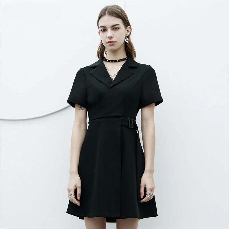 Vneck Collected A Hem Black Wide Fashion Exquisite Gothic Dress