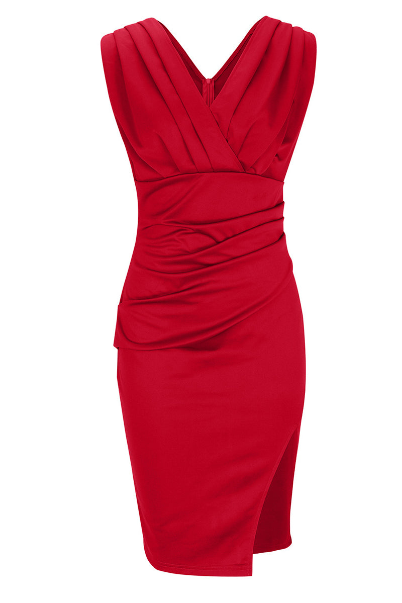 Celebrities Elegant Solid Slit Fold V Neck Evening Dress Dresses(4 Colors) - View 2 | VelvetHem