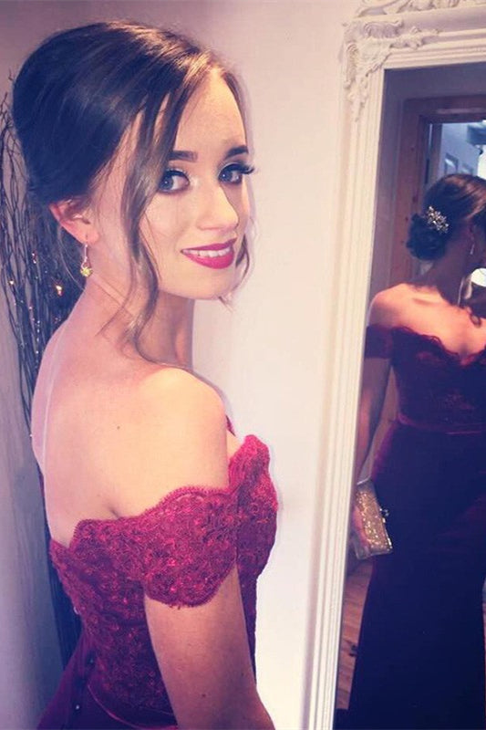 Ravishing Red Off-the-Shoulder Mermaid Prom Gown - View 2 | VelvetHem
