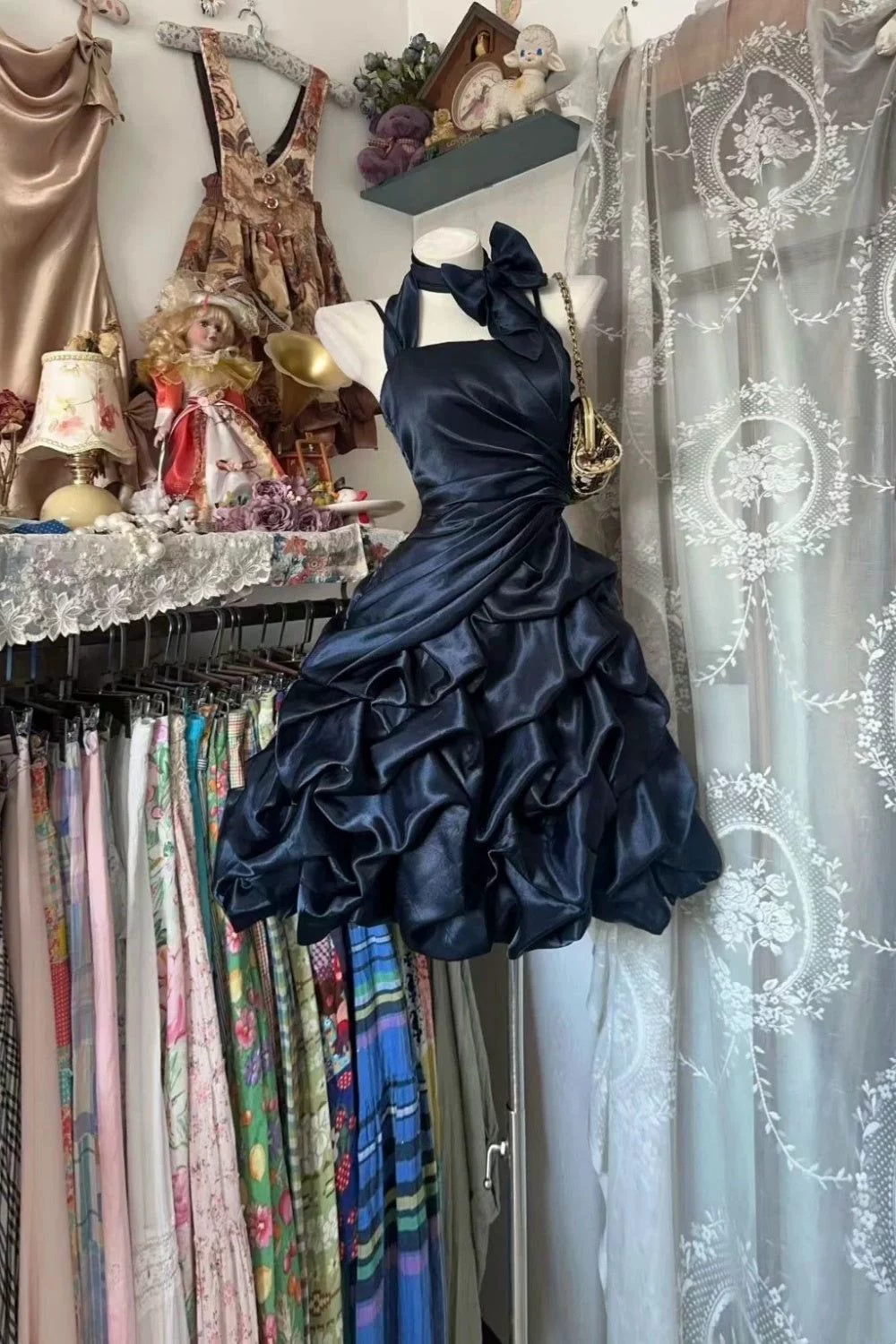 Halter A-Line Satin Birthday Dress Short Homecoming Dress