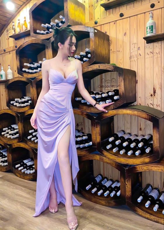 Spaghetti Straps Light Purple Prom Dress Formal Dress Sexy Prom Dress