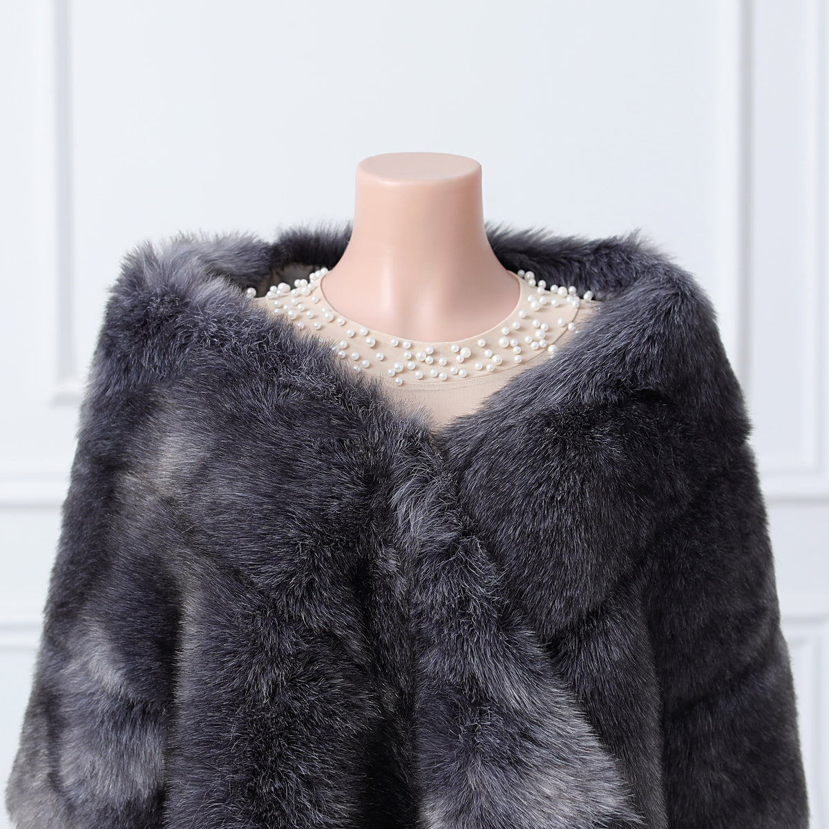 Dark silver fox three piece rectangular scarf Winter Wraps