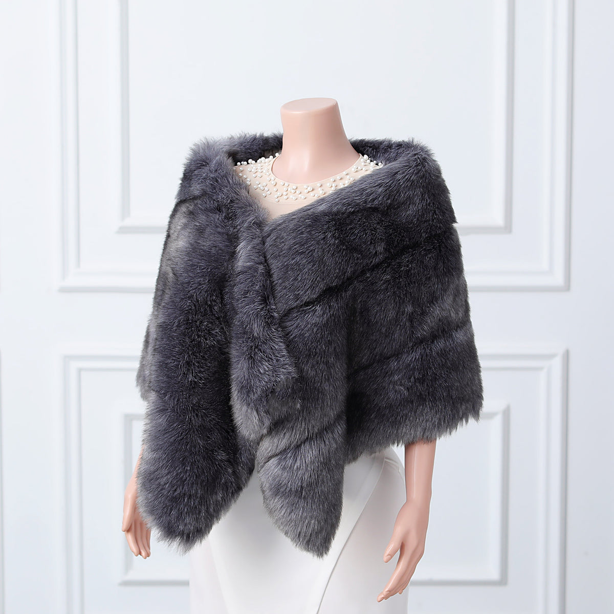 Dark silver fox three piece rectangular scarf Winter Wraps