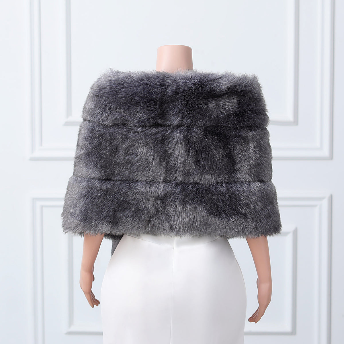 Dark silver fox three piece rectangular scarf Winter Wraps