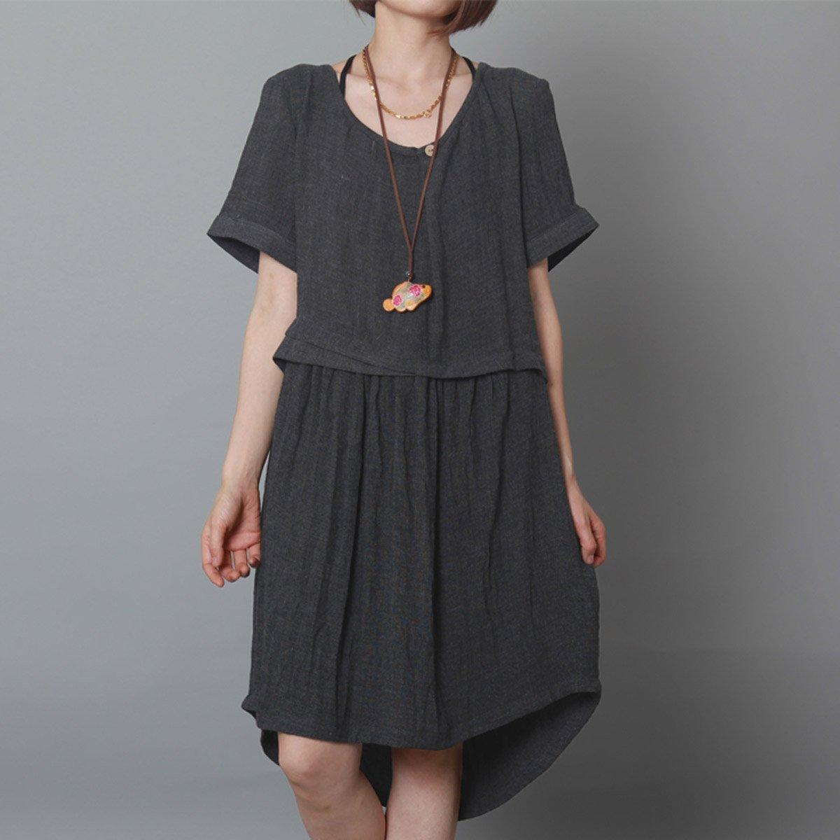 dark grey causal summer dress oversize shift dress holiday garden dress