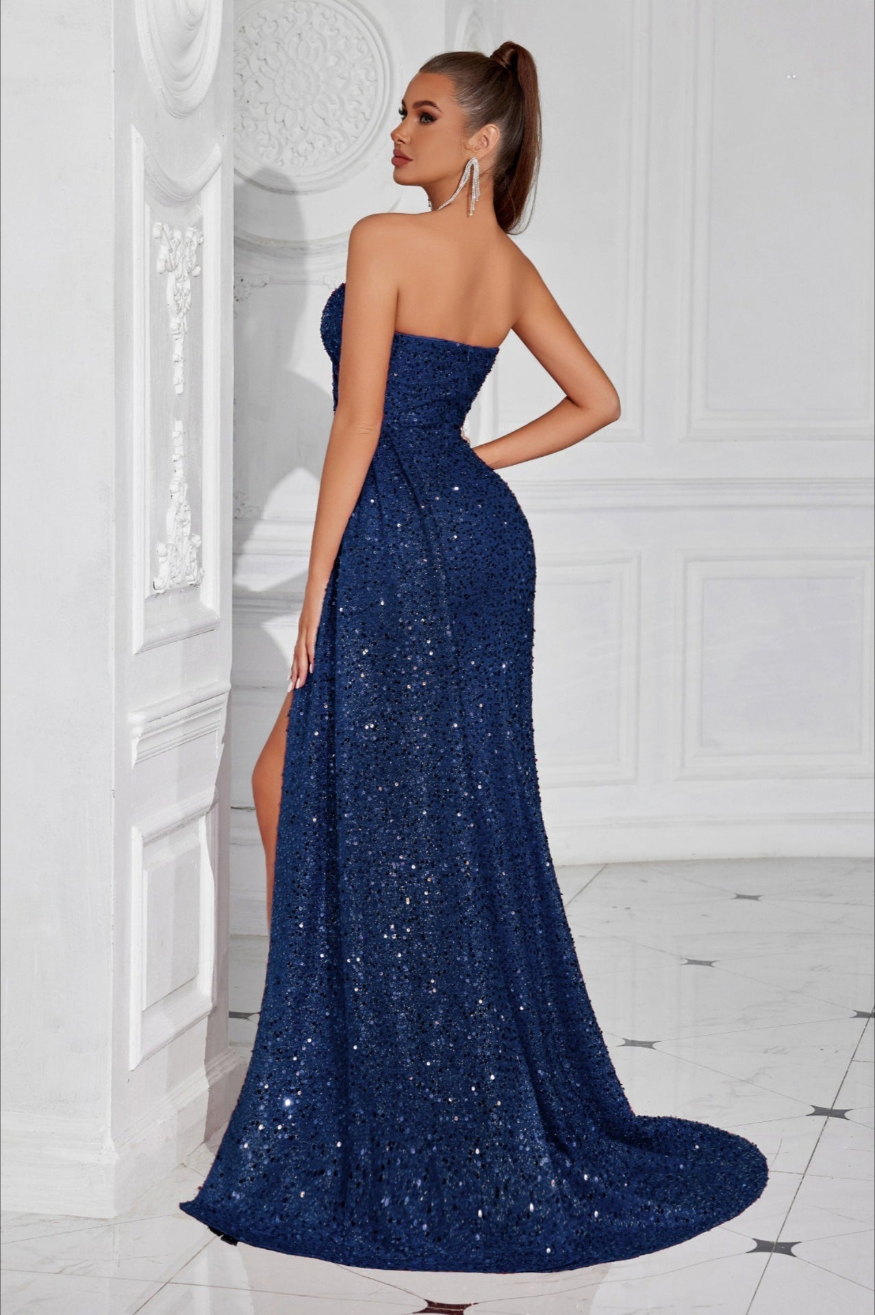 Strapless Split Maxi Urban Dress for Boutique Fashion Look