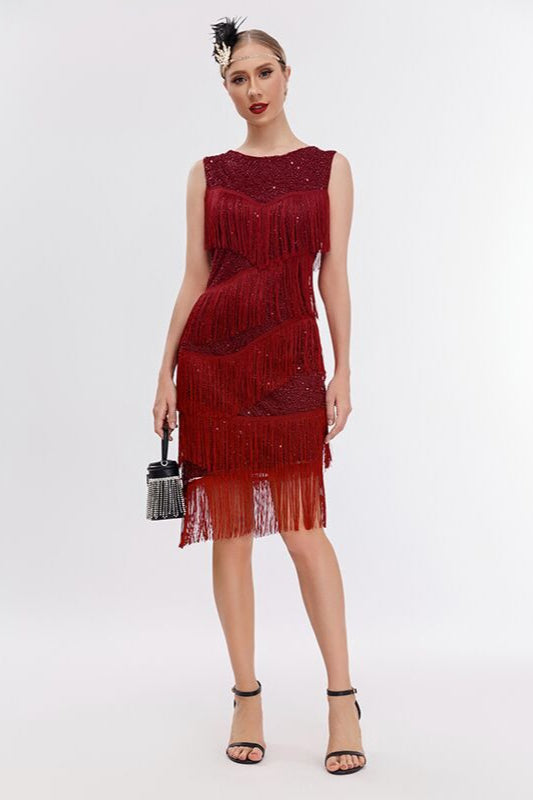 Vintage Beaded Fringe Party Dress - VelvetHem