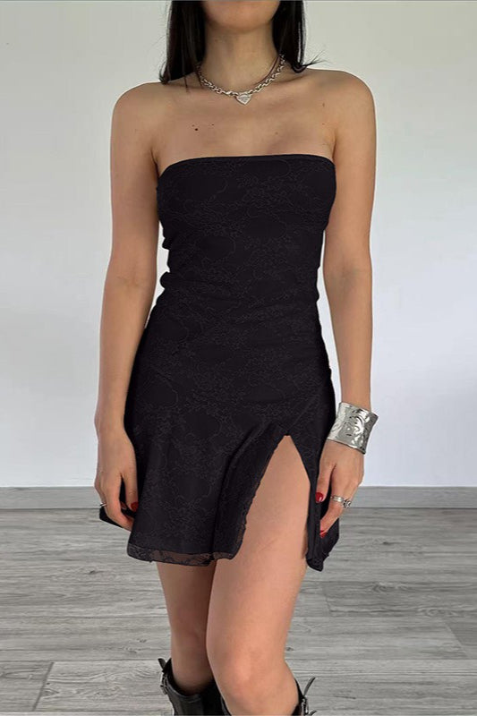 Lace Panel Strapless Mini Party Dress - View 11 | VelvetHem
