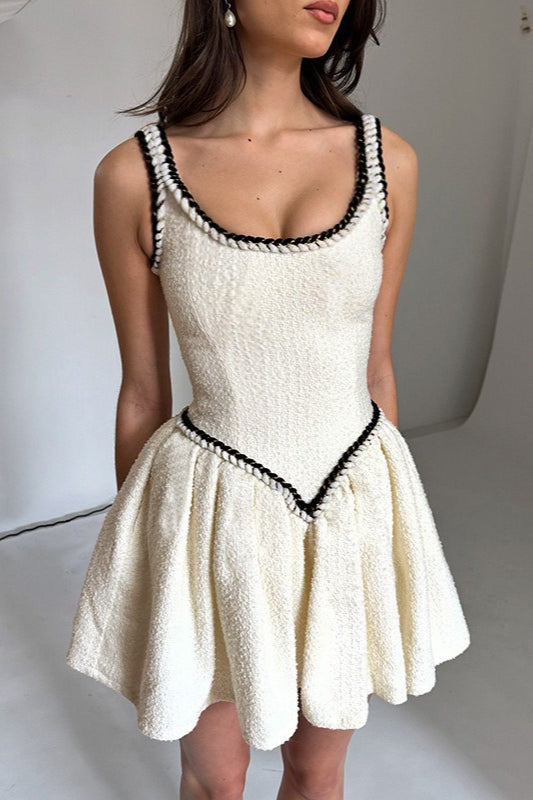 Spaghetti Strap Waist-Tie Elegant Mini Dress