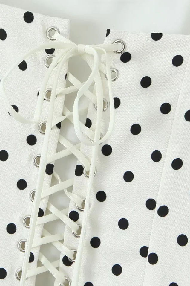 Polka Dot Square Neck Cami Mini Dress - View 3 | VelvetHem