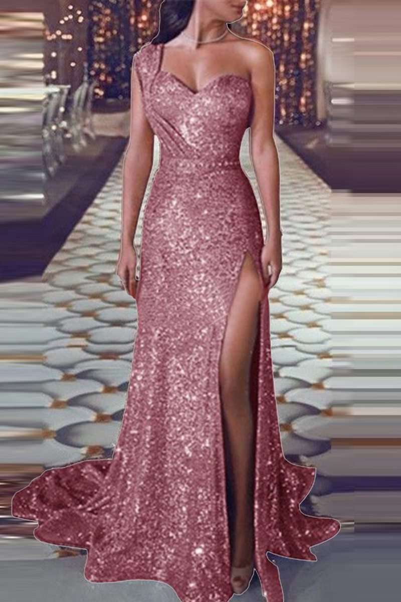 Sexy Bronzing Patchwork V Neck Evening Dress Dresses(6 Colors) - View 6 | VelvetHem