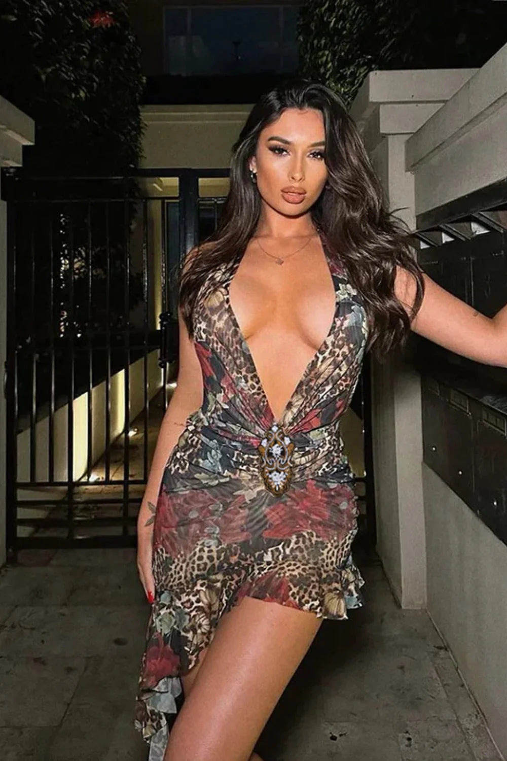 Deep V Hollow Elegant Dress for Everyday Wear Boutique Fashion Style