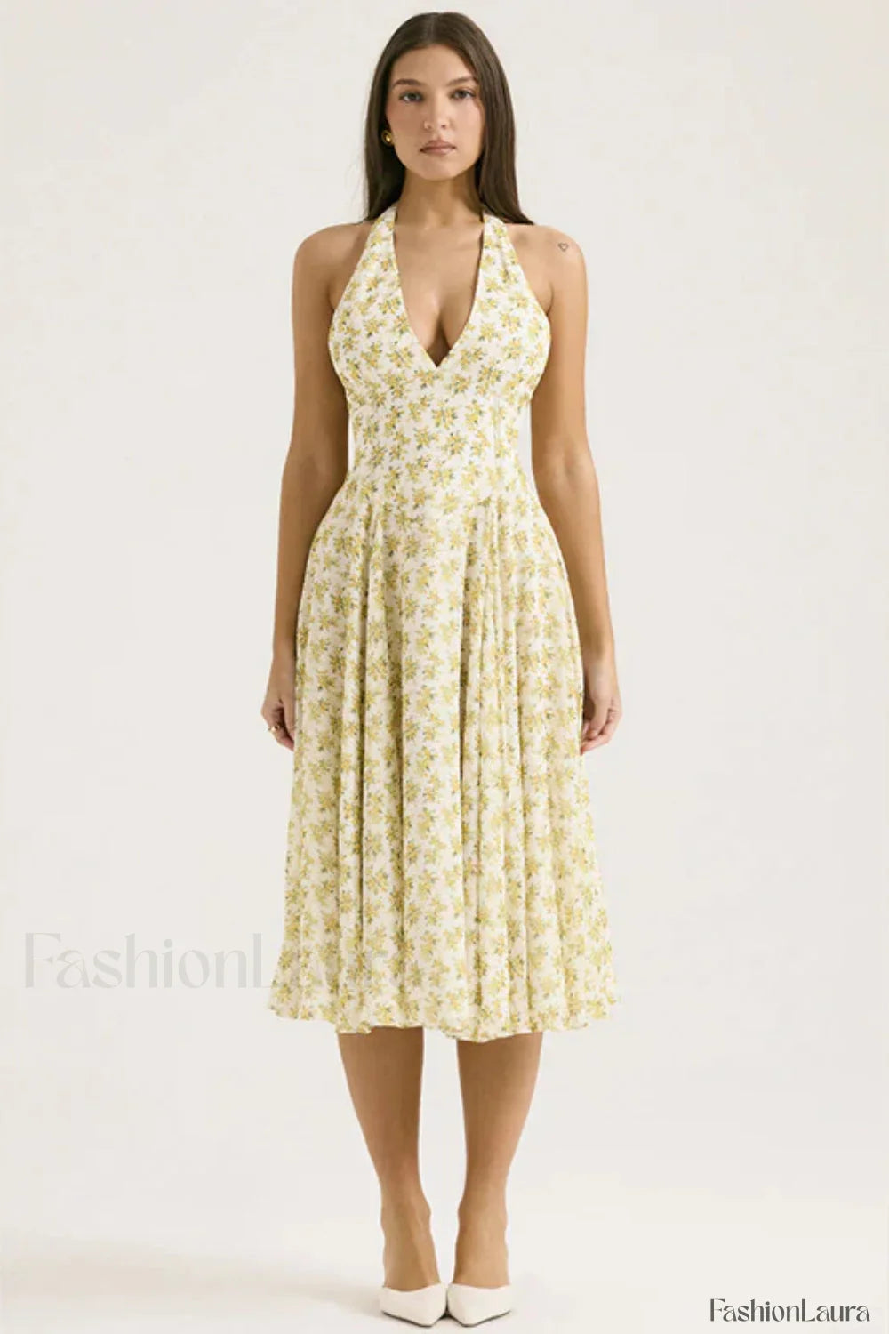 Deep V Neck Dress with Relaxed Fit and Seasonal Wardrobe Essential
