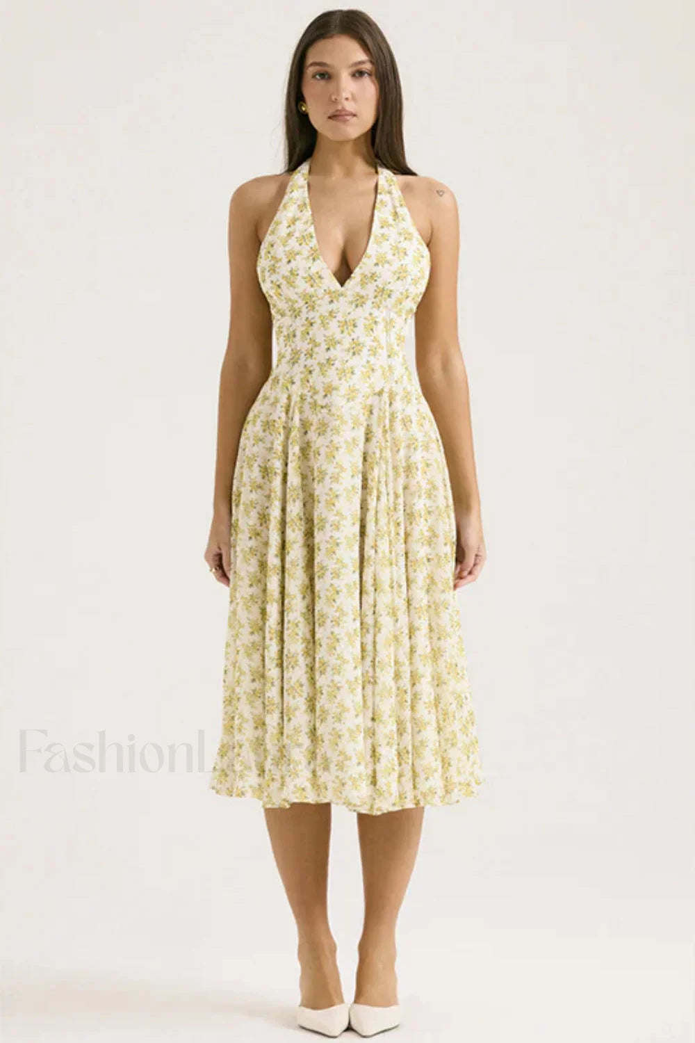 Deep V Neck Dress with Relaxed Fit and Seasonal Wardrobe Essential