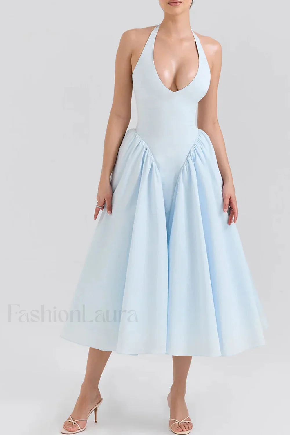Deep V Neck Dress with Relaxed Fit and Everyday Wear Boutique Fashion Style