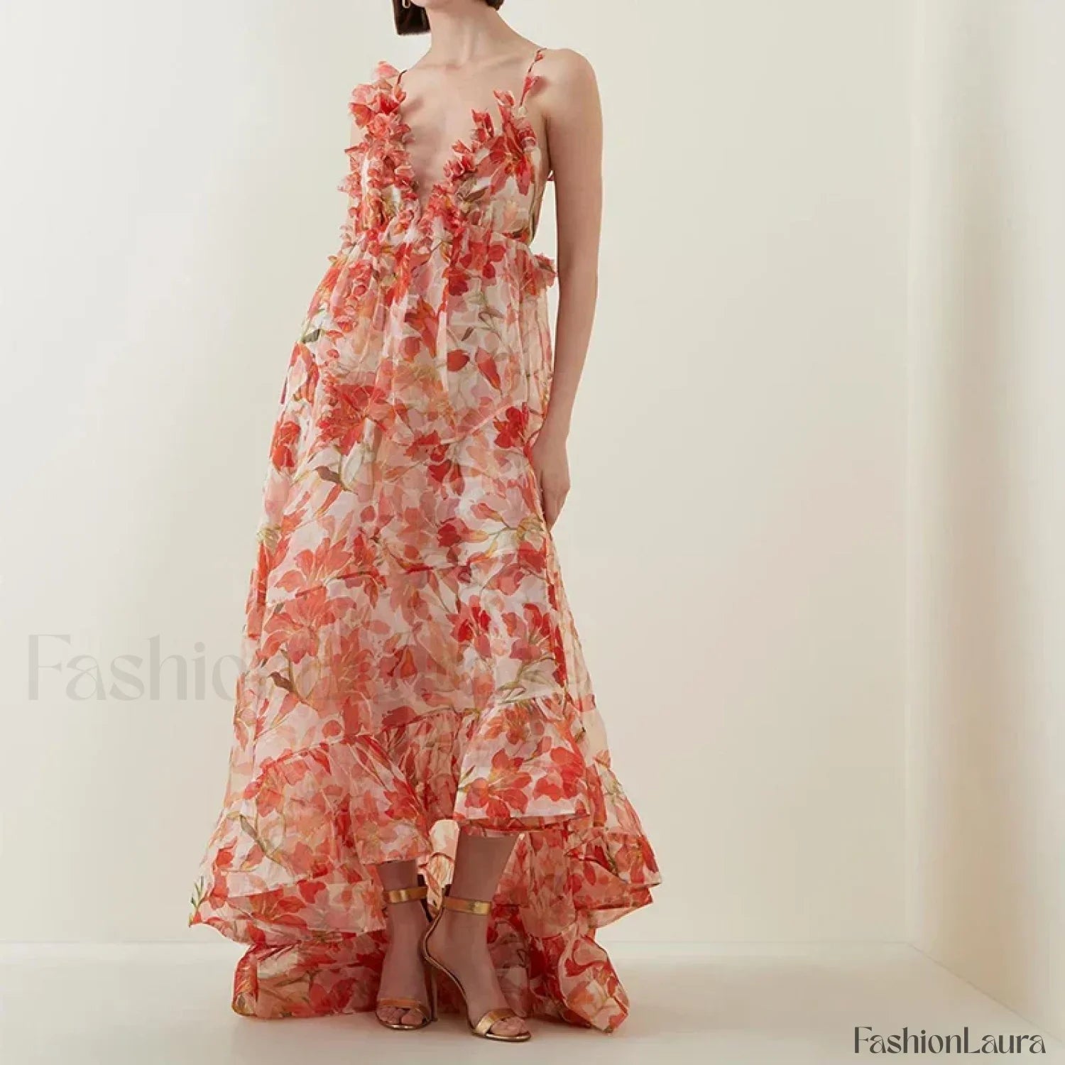 Deep V Ruffle Tailored Dress for Streetwear Style Boutique Fashion Style